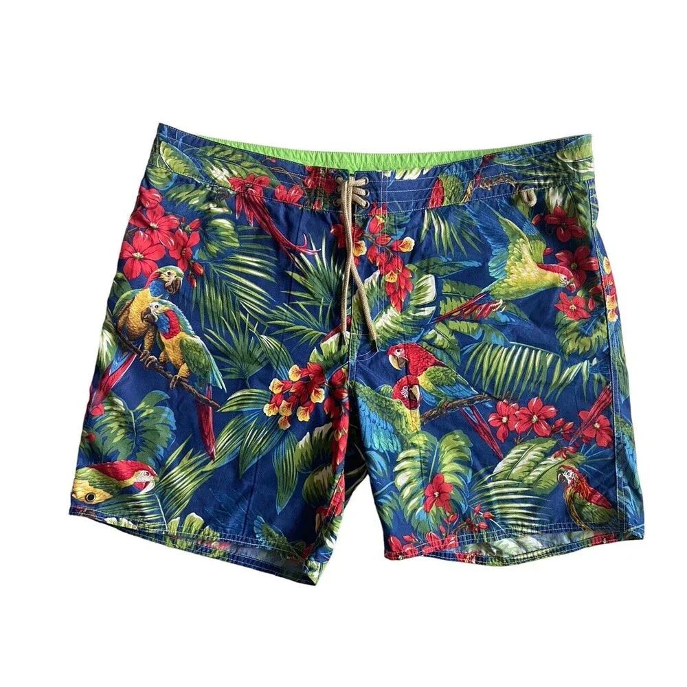 Polo Ralph Lauren Mens 7-1/4-Inch Classic-Fit Swim Trunks Size 38 Parrot Tropics